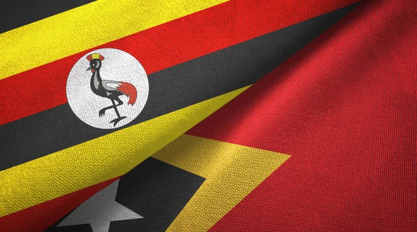 Uganda ve Timor-Leste Doğu Timor iki bayraklar tekstil kumaş, kumaş doku