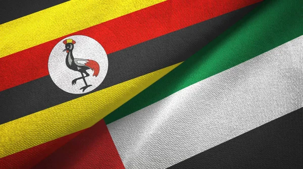 Uganda ve Birleşik Arap Emirlikleri iki bayrak tekstil kumaş, kumaş doku