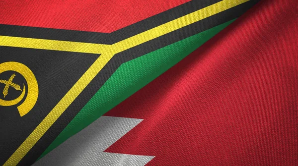 Vanuatu and Bahrain two flags textile cloth, fabric texture — Stock Photo, Image