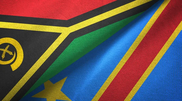 Vanuatu ve Kongo Demokratik Cumhuriyeti iki bayrak tekstil bez