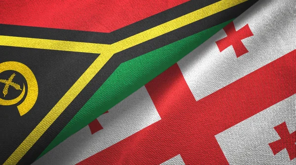 Vanuatu a Gruzie dvě vlajky textilní tkaniny, textura textilií — Stock fotografie