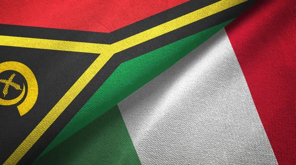 Vanuatu e Italia due bandiere tessuto, tessitura tessuto — Foto Stock
