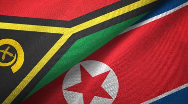 Vanuatu ve Kuzey Kore iki bayraklar tekstil kumaş, kumaş doku