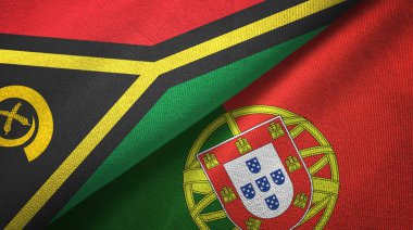 Vanuatu ve Portekiz iki bayraklar tekstil kumaş, kumaş doku