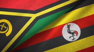 Vanuatu ve Uganda iki bayraklar tekstil kumaş, kumaş doku