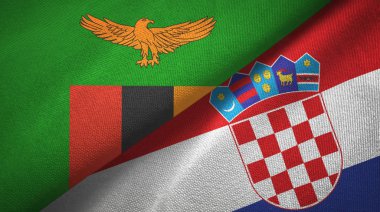 Zambiya ve Hırvatistan 'da iki bayrak tekstil kumaşı ve kumaş dokusu