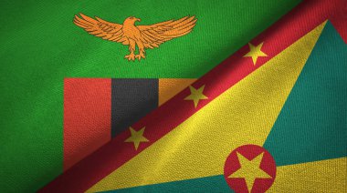 Zambiya ve Grenada iki bayraklı kumaş, kumaş dokusu