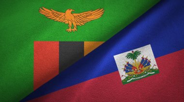 Zambiya ve Haiti iki bayrak tekstil kumaşı, kumaş dokusu