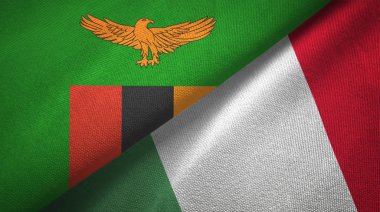 Zambiya ve İtalya iki bayrak tekstil kumaşı, kumaş dokusu