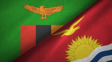 Zambiya ve Kiribati iki bayraklı kumaş, kumaş dokusu