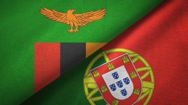 Zambiya ve Portekiz iki bayrak tekstil kumaşı, kumaş dokusu