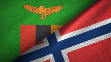 Zambiya ve Norveç iki bayrak tekstil kumaşı, kumaş dokusu