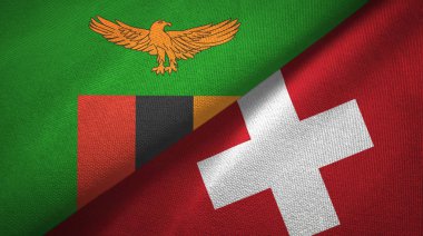 Zambiya ve İsviçre iki bayraklı kumaş, kumaş dokusu