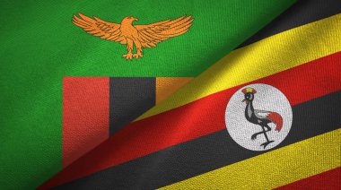 Zambiya ve Uganda iki bayrak tekstil kumaşı, kumaş dokusu