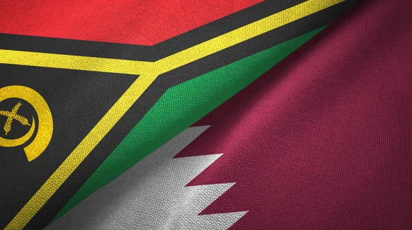 Vanuatu y Qatar dos banderas tela textil, textura de la tela — Foto de Stock