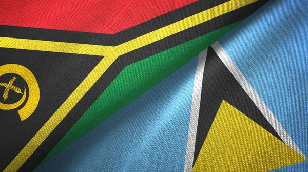 Vanuatu and Saint Lucia two flags textile cloth, fabric texture — Stock Photo, Image