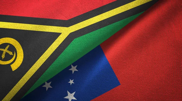 Βανουάτου και Σαμόα δύο σημαίες ύφασμα υφασμάτων, υφή υφάσματος — Φωτογραφία Αρχείου