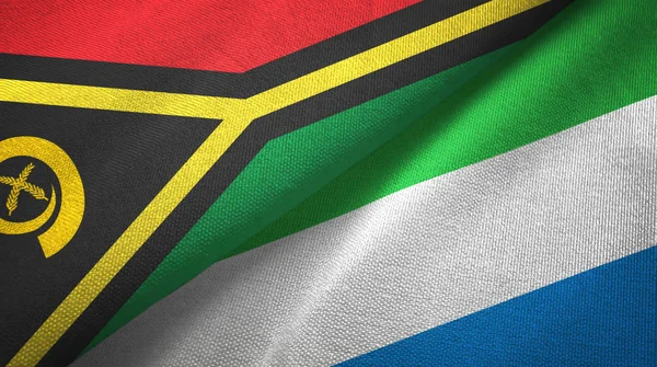 Vanuatu und sierra leone zwei flaggen textiltuch, textur — Stockfoto