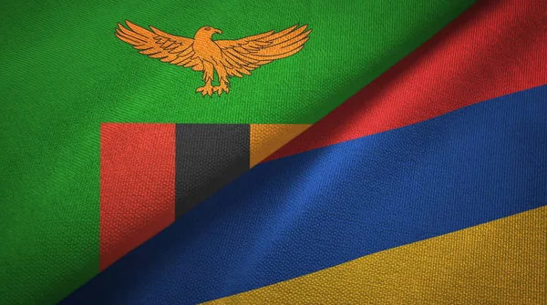 Zambia e Armenia due bandiere tessuto, tessitura tessuto — Foto Stock