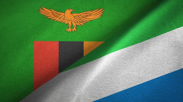 赞比亚和塞拉利昂两国国旗纺织品，面料质感 — 图库照片