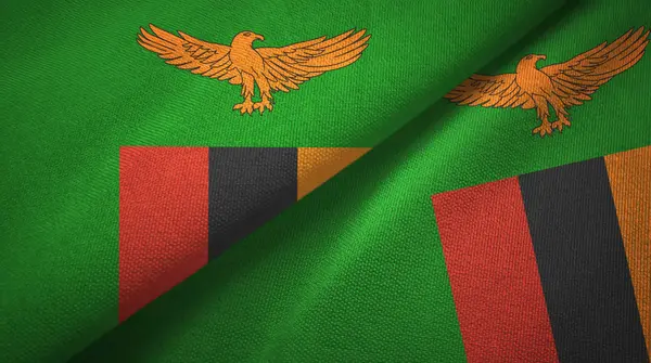 Zambia due bandiere tessuto, tessitura tessuto — Foto Stock
