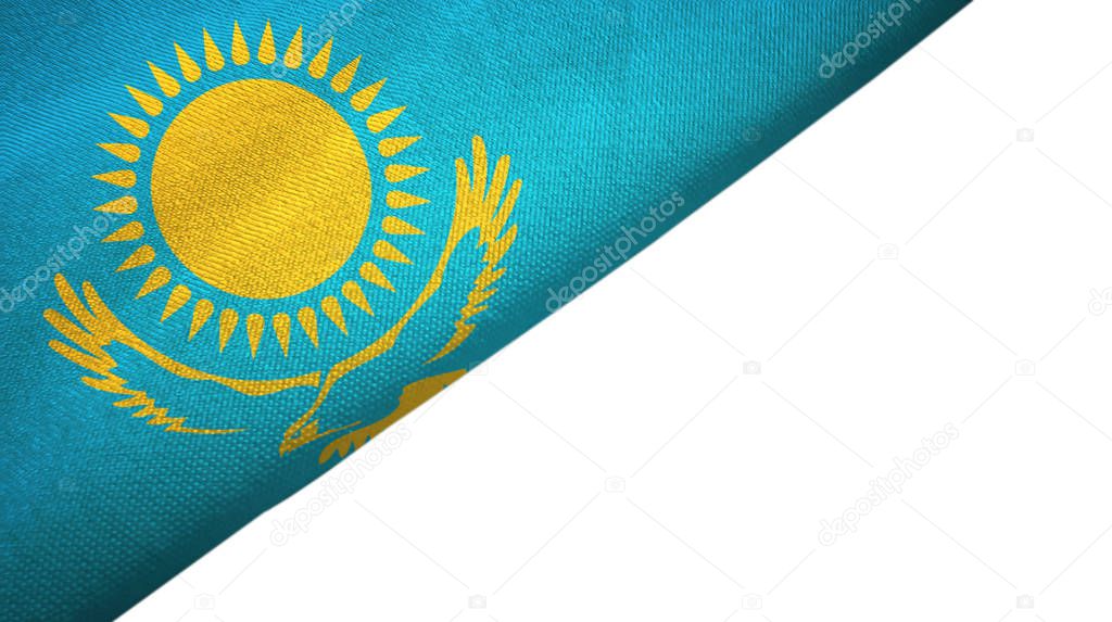 Kazakhstan flag left side with blank copy space