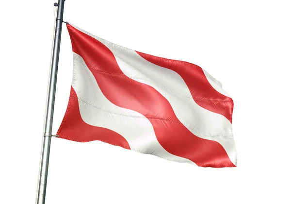Antoing de la bandera de Bélgica ondeando aislado sobre fondo blanco — Foto de Stock