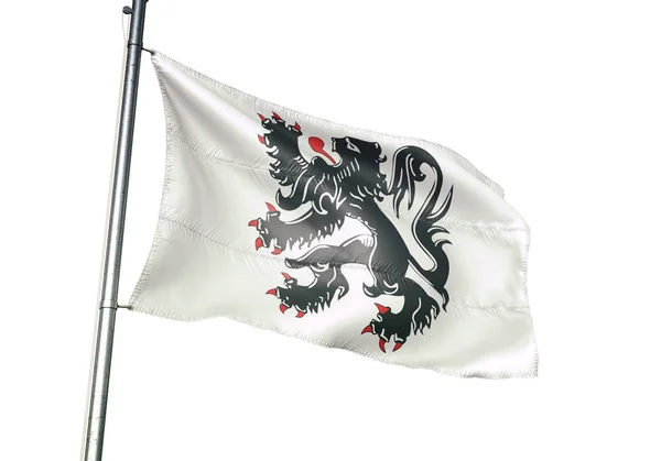 Binche da bandeira da Bélgica acenando isolado em fundo branco — Fotografia de Stock