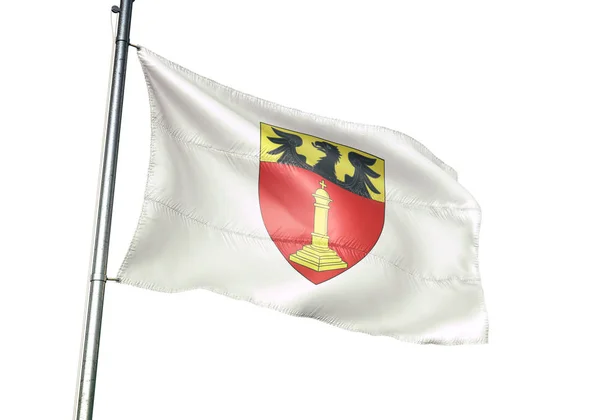Шале бельгийского флага, размахиваемое на белом фоне — стоковое фото