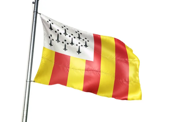 Bandera de Geel of Belgium ondeando aislada sobre fondo blanco — Foto de Stock