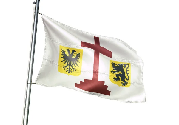 Флаг Бельгии Гераардсберген размахивает изолированным на белом фоне — стоковое фото