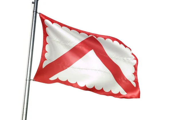 Kortrijk a belga zászló integetett izolált fehér alapon — Stock Fotó