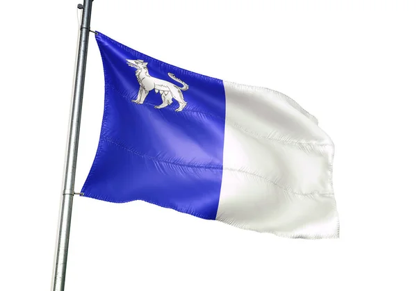 La Louviere Бельгії прапор розмахуючи в ізоляції на білому фоні — стокове фото