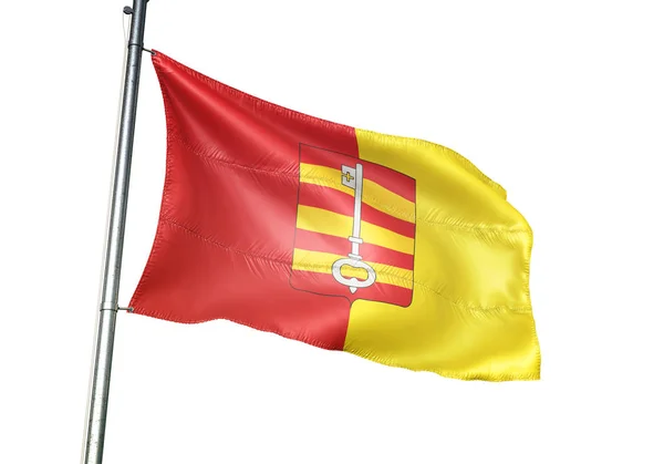 Lecciones de la bandera de Bélgica ondeando aislada sobre fondo blanco — Foto de Stock