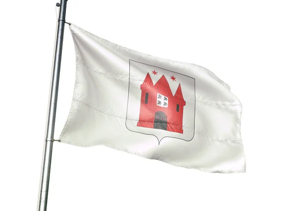 Флаг Бельгии "Марш-ан-Фамен" размахивает изолированным на белом фоне — стоковое фото