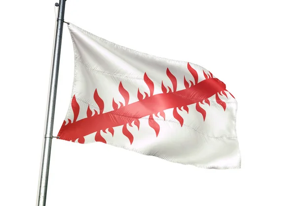 Мускрон Бельгія прапор розмахуючи на білому фоні — стокове фото