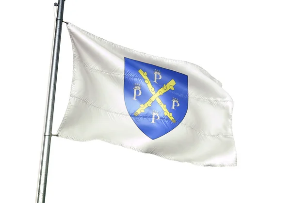 Philippeville da Bélgica bandeira acenando isolado sobre fundo branco — Fotografia de Stock