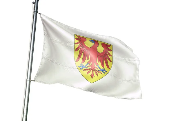 Rochefort i Belgien flagga vifta isolerade på vit bakgrund — Stockfoto