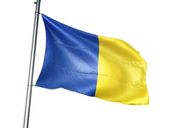 Saint-Ghislain van België vlag zwaaiende geïsoleerd op witte achtergrond — Stockfoto