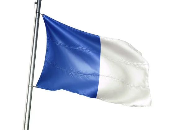 Явка бельгийского флага развевается изолированно на белом фоне — стоковое фото