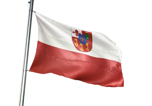 Waregem belga zászló integetett elszigetelt fehér háttér — Stock Fotó