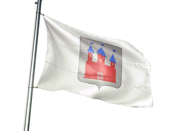 Waremme del Belgio bandiera sventola isolato su sfondo bianco — Foto Stock