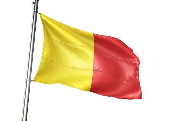 Wervik van België vlag zwaaiende geïsoleerd op witte achtergrond — Stockfoto