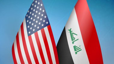 Birleşik Devletler ve Irak 'ta iki bayrak mavi arka planda