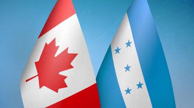 Kanada ve Honduras iki bayrak birlikte mavi arkaplan