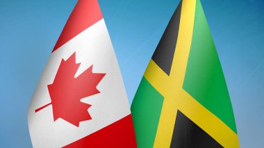 Kanada ve Jamaika iki bayrak birlikte mavi arkaplan