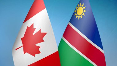 Kanada ve Namibya iki bayrak birlikte mavi arkaplan