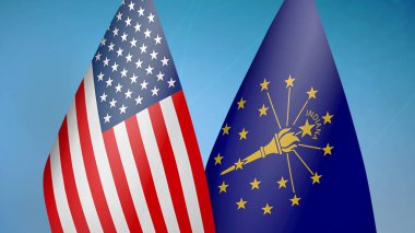 ABD ve Indiana eyaleti iki bayrak mavi arkaplan