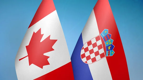Canada Croatia Two Flags Together Blue Background — Stock Photo, Image
