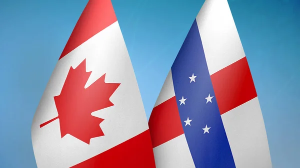 Canada Antille Olandesi Due Bandiere Insieme Sfondo Blu — Foto Stock